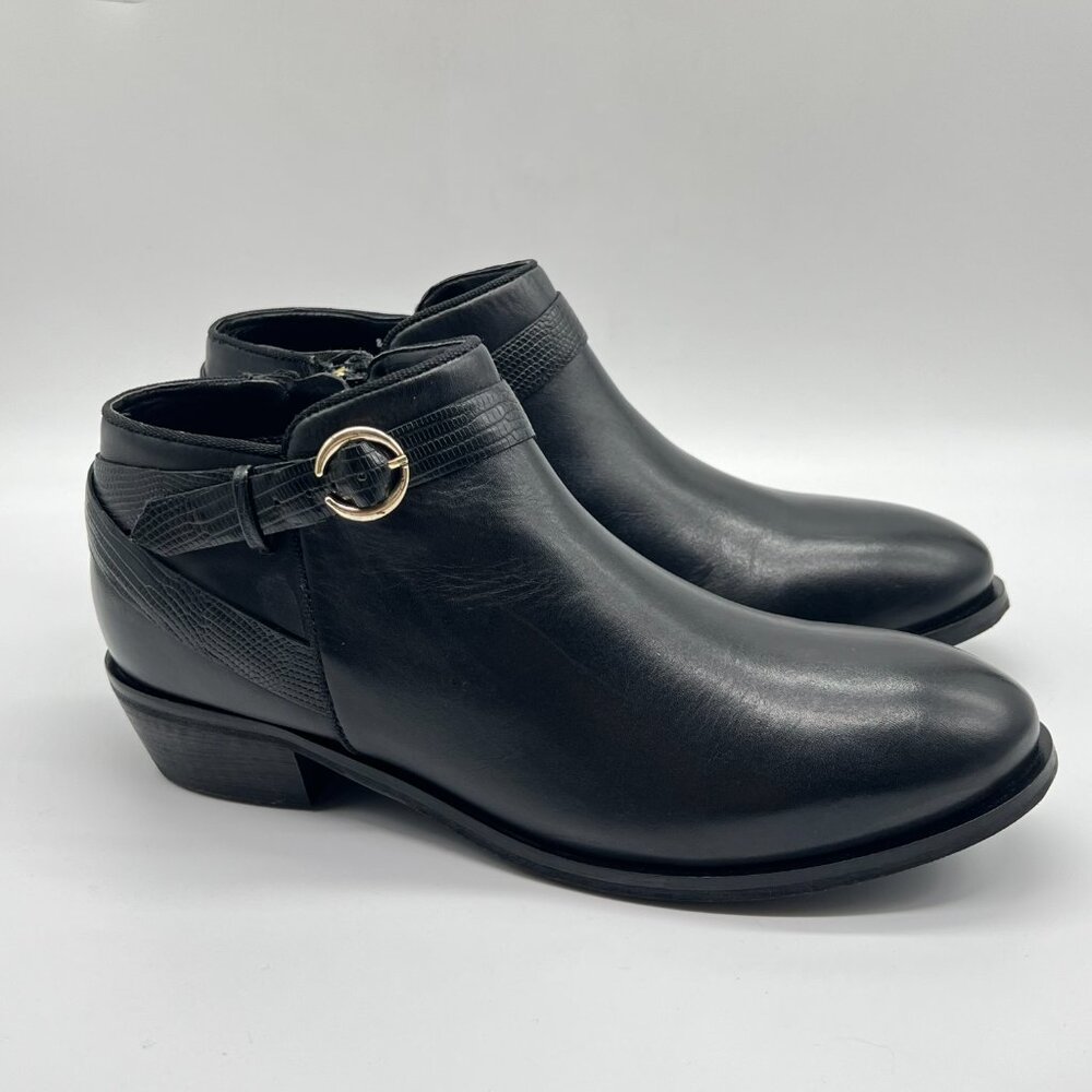 8.5N 8.5 NARROW WIDTH Softwalk Womens Black Leather Ankle Boots‎ Booties Shoes